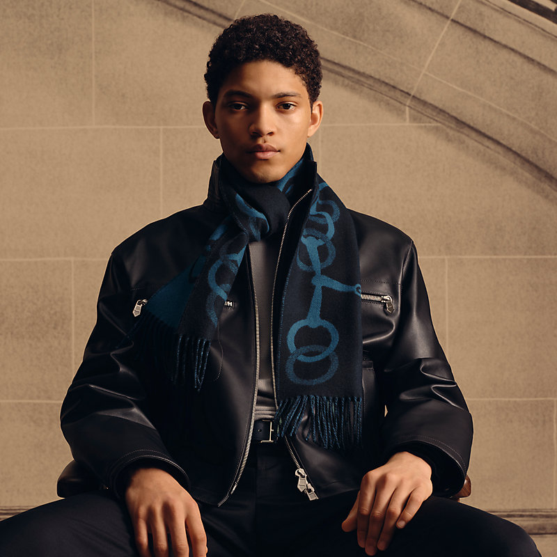 カシミヤマフラー 25×170 cm 《エニー・モール》 - ブルー | Hermès